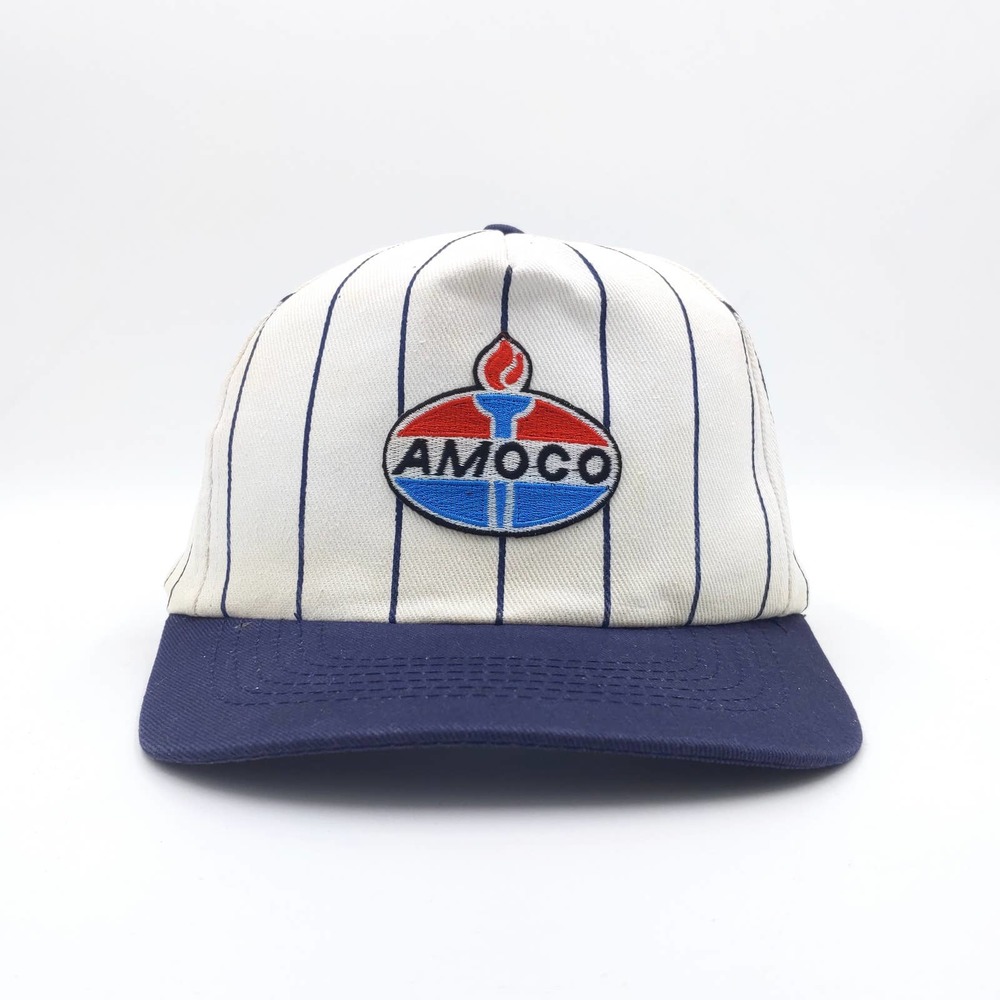 Vintage Amoco Snapback Trucker Hat Patch Stripes … - image 2